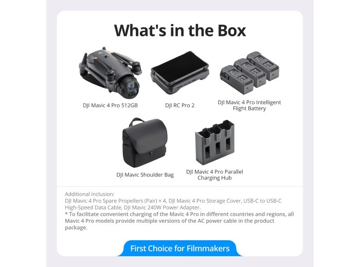 DJI Mavic 4 Pro 512GB Creator Combo With DJI RC Pro 2, Tri-Camera Drone
