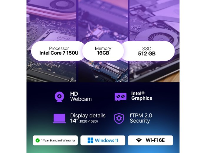 dynabook Satellite Pro C40-K 14” Business Laptop, Intel Core 7-150U (Up to 5.4GHz), 16GB RAM, 512GB SSD, FHD 1920x1080, Windows 11 Pro, Wi-Fi 6E, USB-C, Lightweight 3.04 lbs