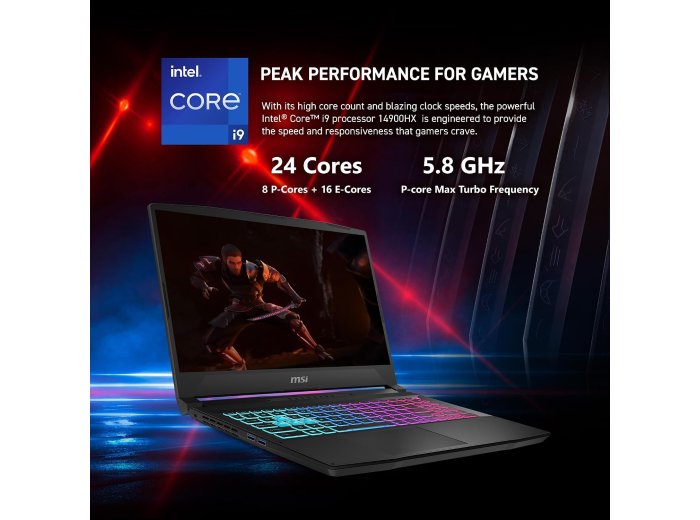 msi Katana 15 HX 15.6” 165Hz QHD+ Gaming Laptop: Intel Core i9-14900HX, NVIDIA Geforce RTX 5070, 32GB DDR5, 1TB NVMe SSD, RGB Keyboard, Win 11 Home: Black B14WGK-016US