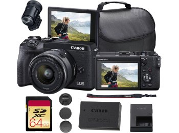 Canon EOS M6 Mark II Mirrorless Camera with 15-45mm Lens (Black) Bundle