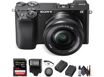 ony Alpha A6100 Mirrorless Camera with 16-50mm Lens (ILCE6100L/B) Bundle